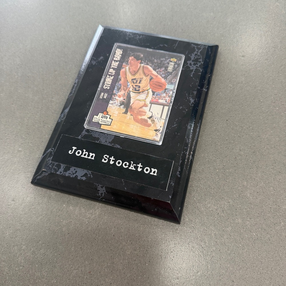 John Stockton Utah Jazz Upper Deck Card Plaque Vintage NBA Basketball Decor